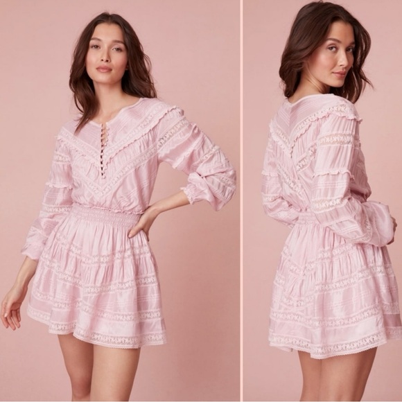 LoveShackFancy Pink Mini Dress - Picture 1 of 14